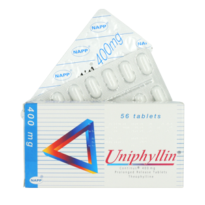 <span>Uniphyllin Continus Tablets 400 mg</span>優汝喘持續性藥效錠 400毫克